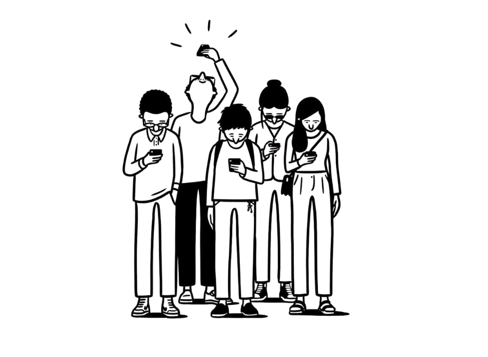 illustration of humans on social media