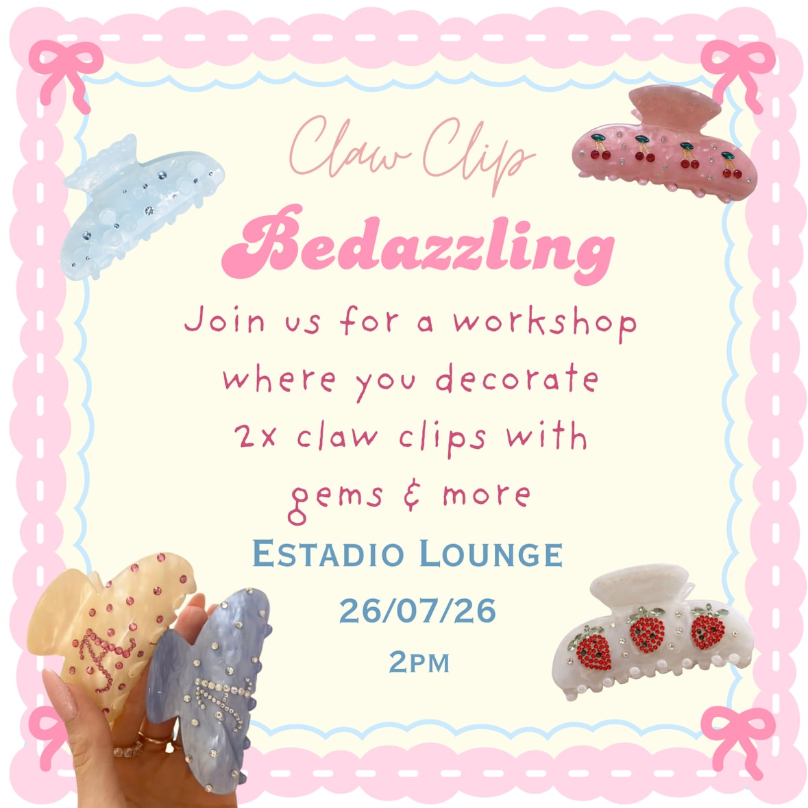 Claw clip Bedazzling workshop