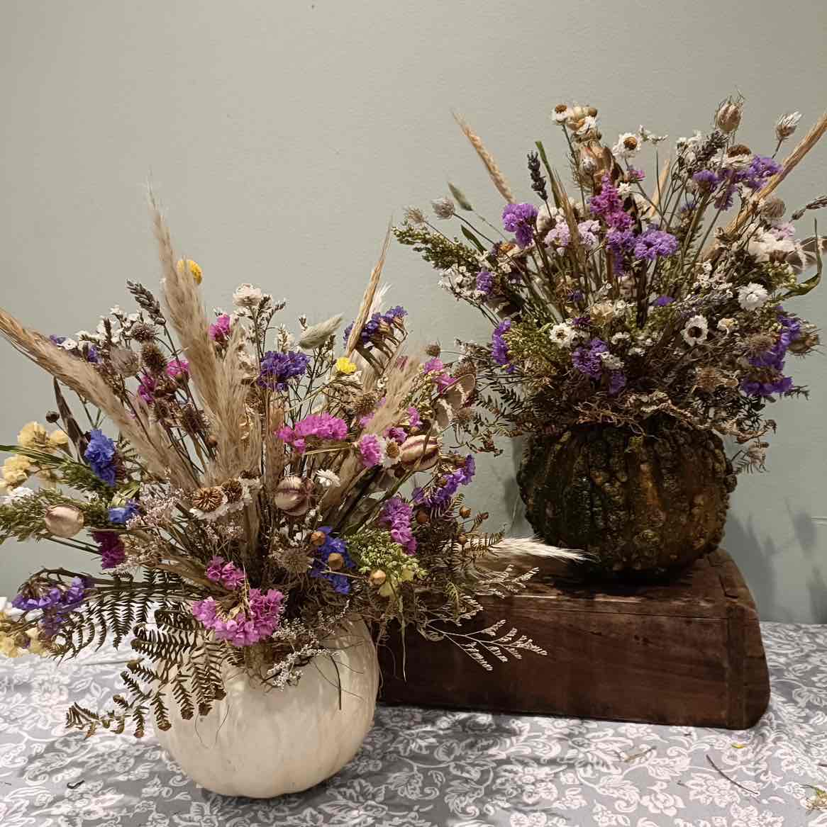 Halloween Pumpkin dried flower arrangement