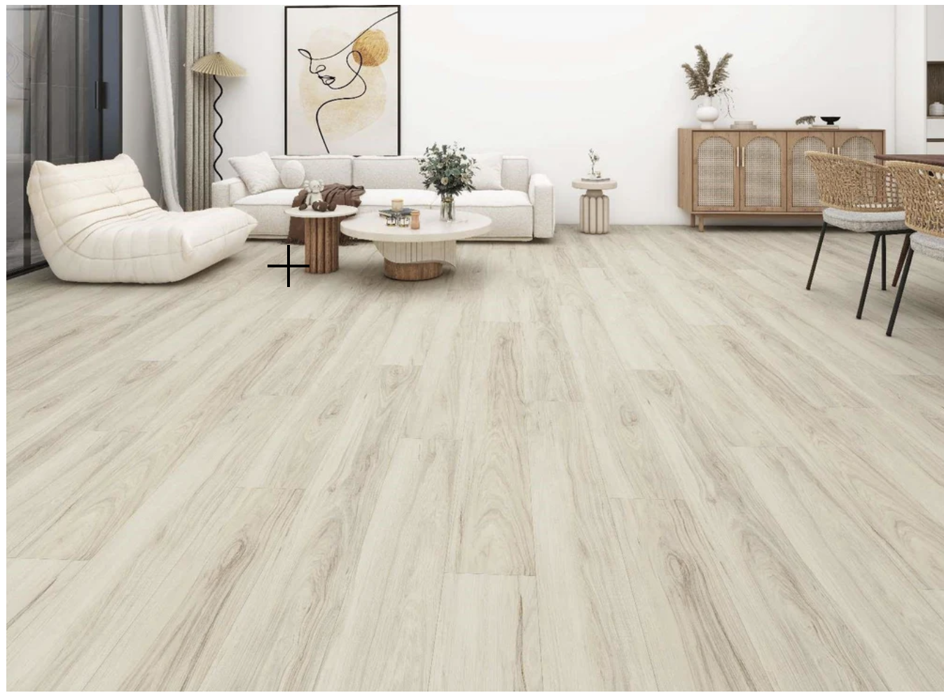 Living room with warm oak flooring