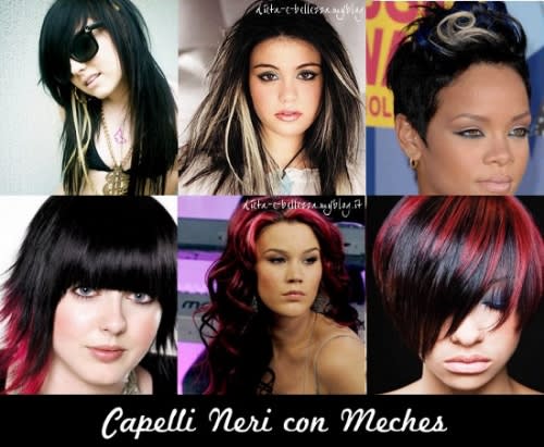 capelli neri ciocche rosse