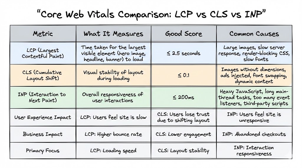Comparison of LCP, CLS, and INP