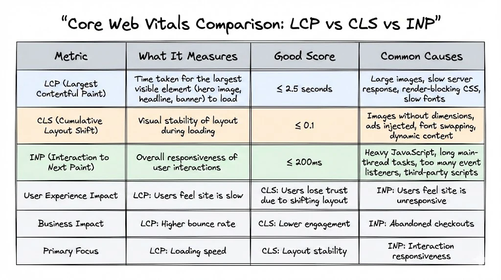 Comparison of LCP, CLS, and INP