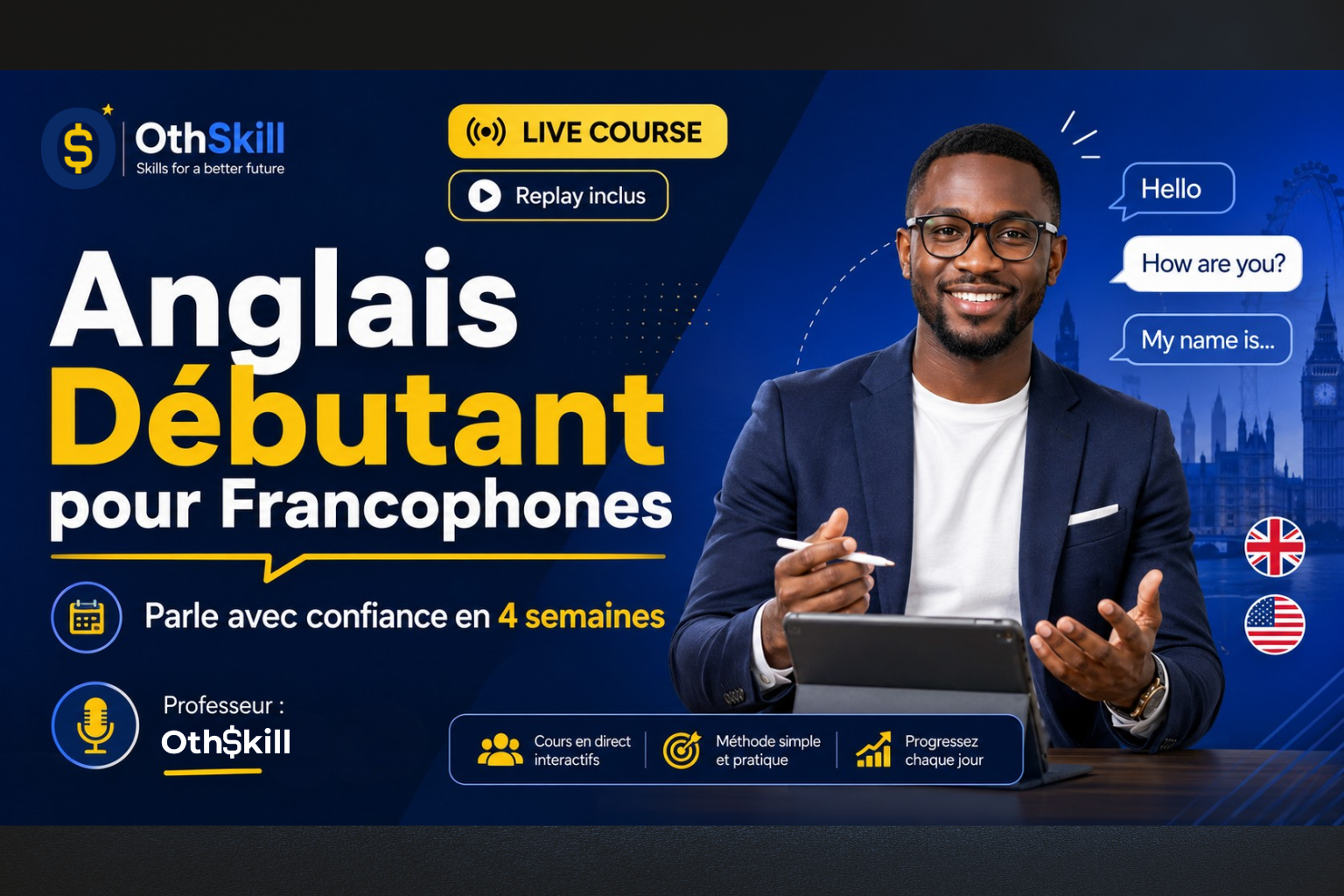 Anglais Débutant pour Francophones – Parle avec confiance en 4 semaines