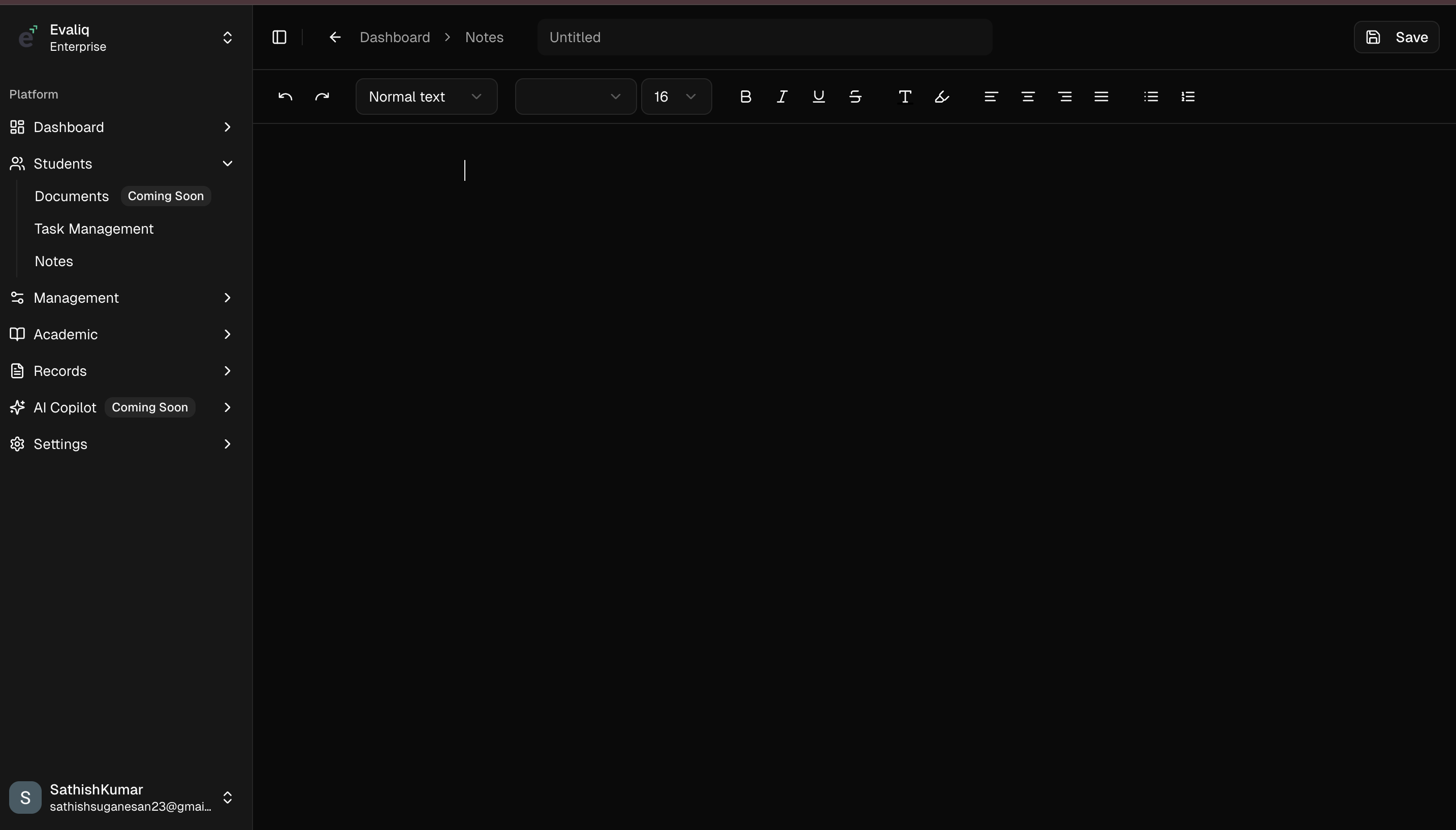 Digital Notes Interface