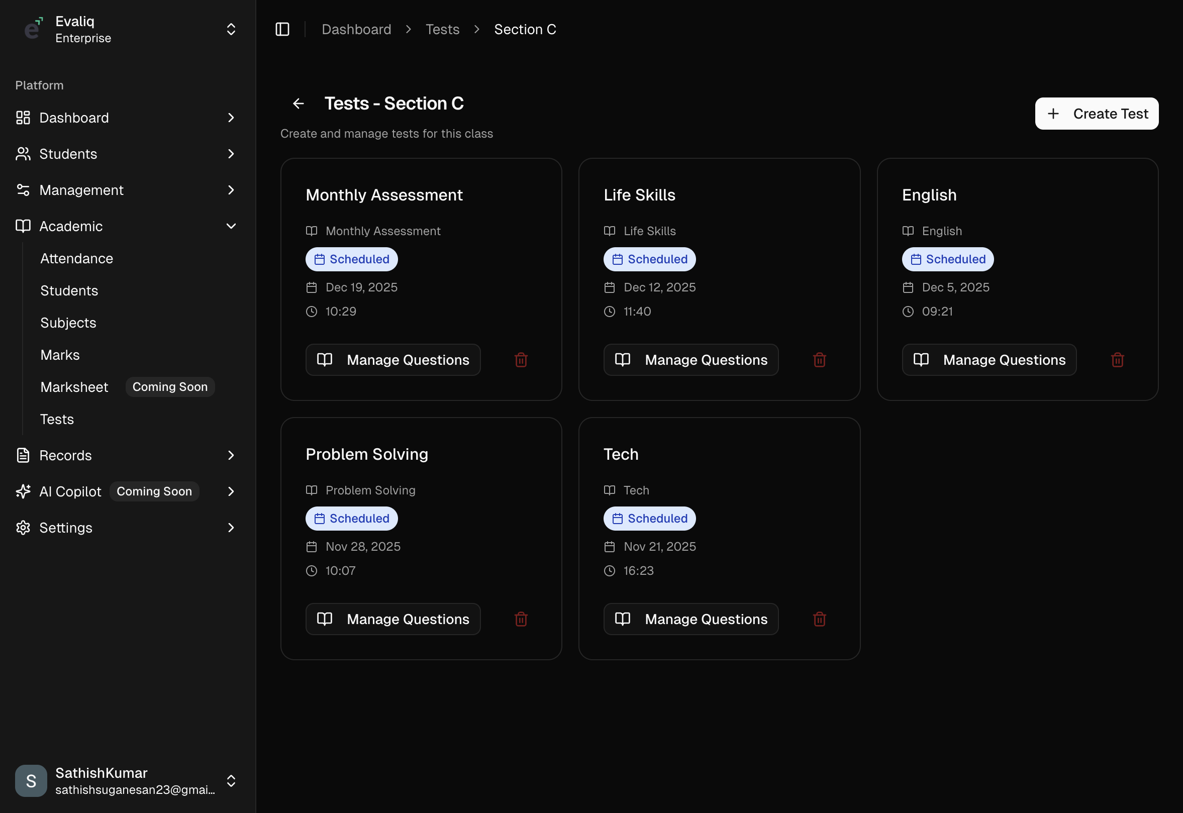 Test Scheduling Dashboard