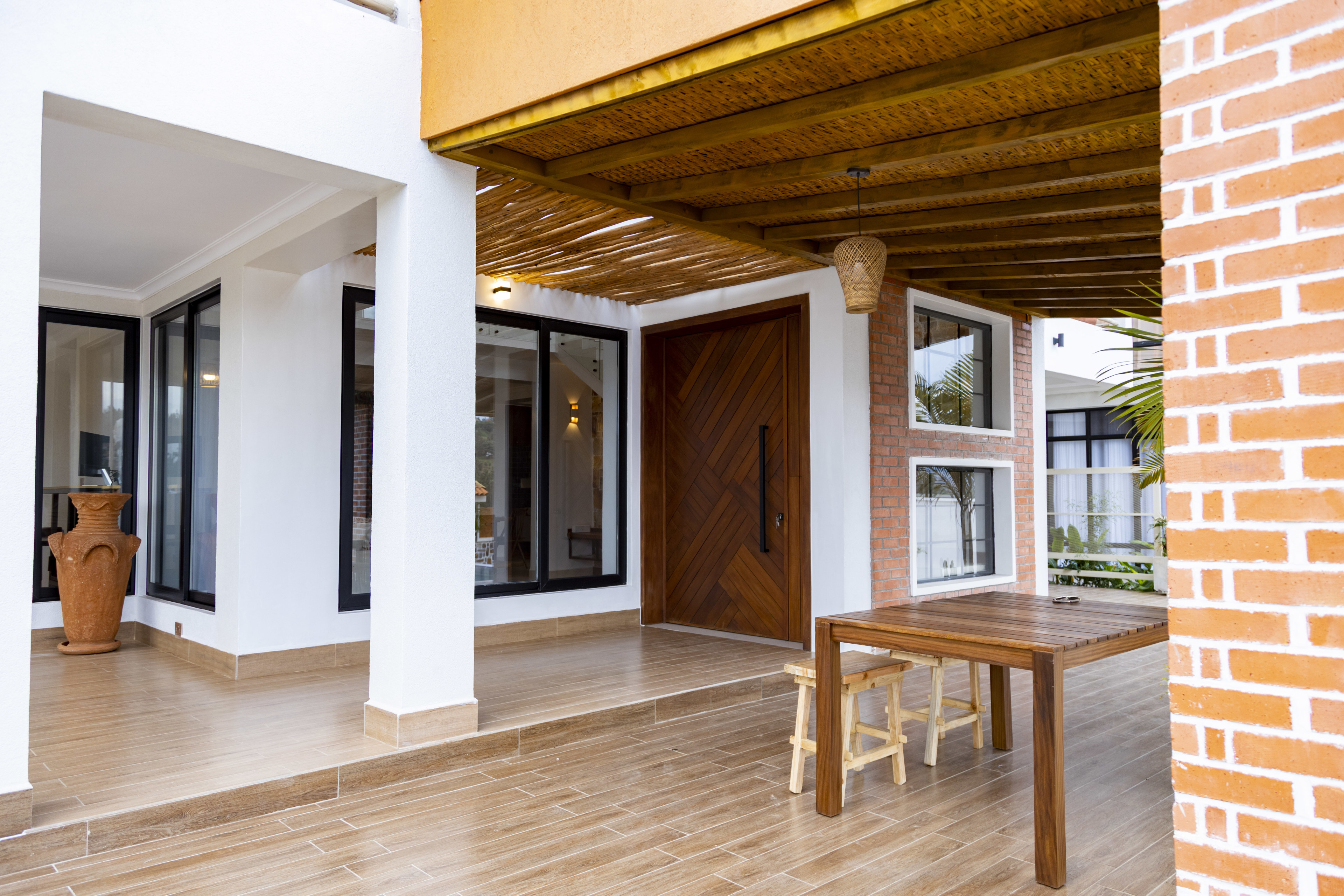 Traditional hand-carved wooden door