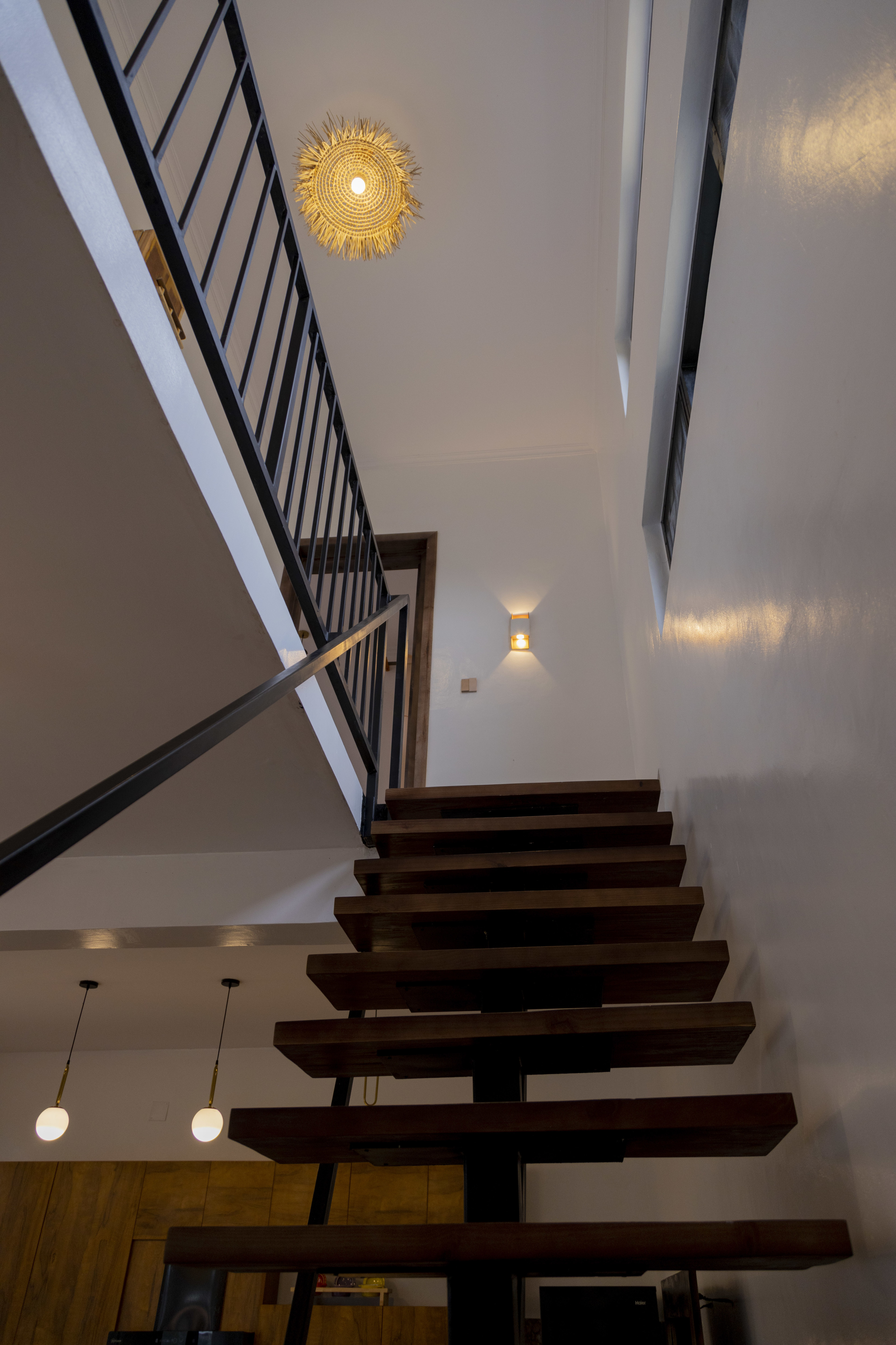 Modern glass stairway with natural light