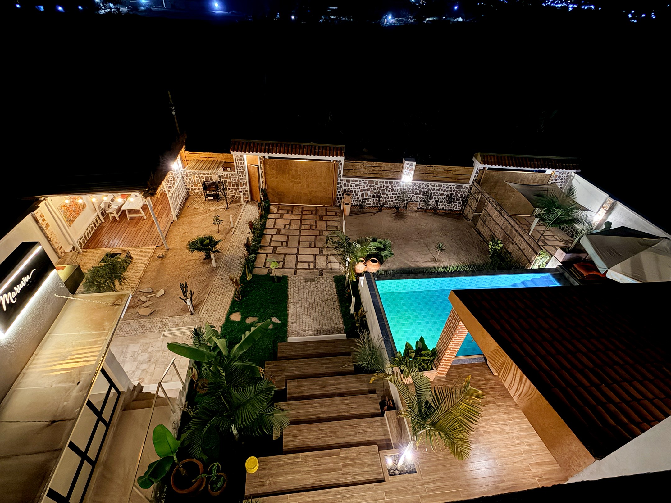 aerial view of the compound