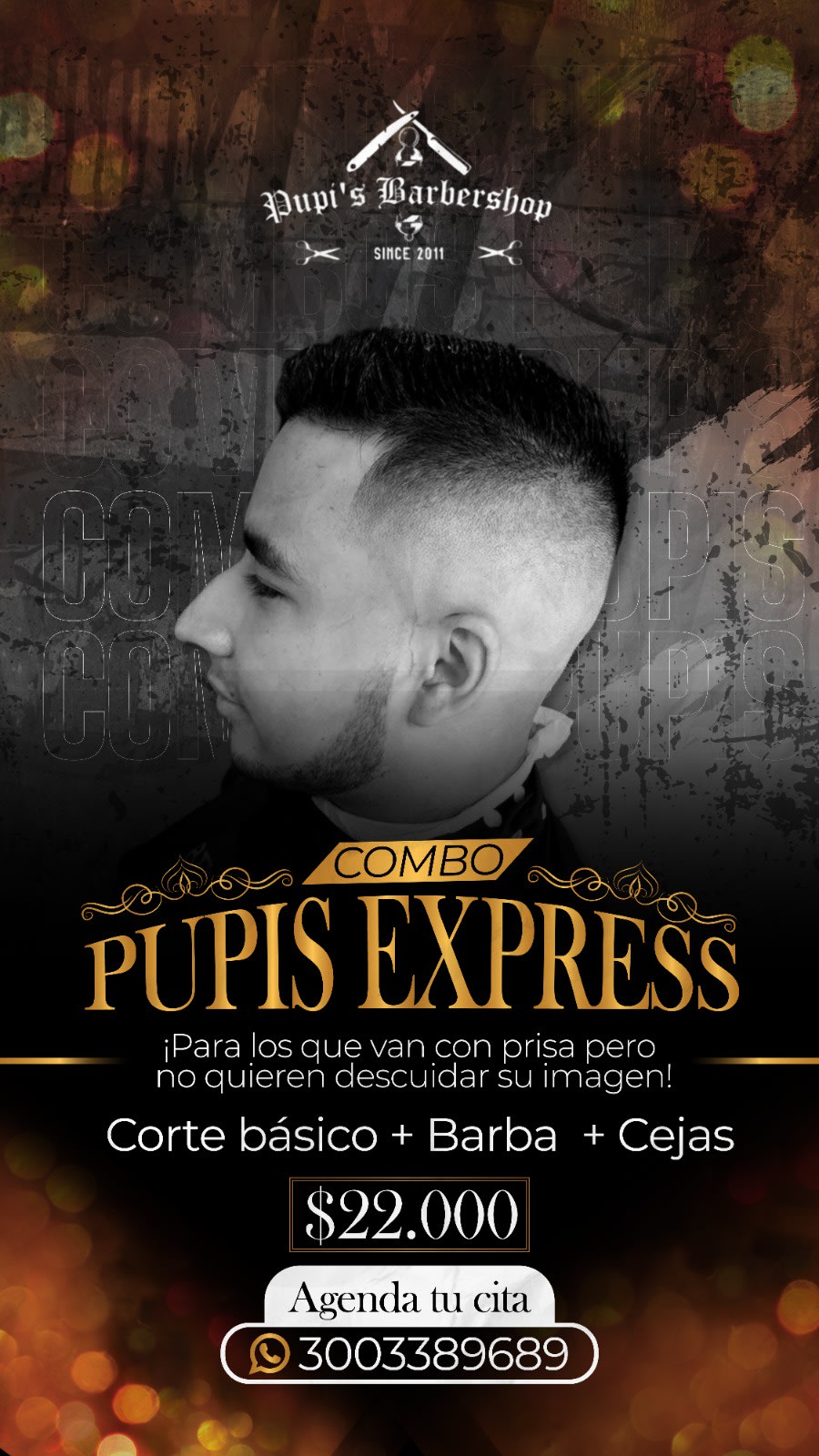 Combo Pupis Express: corte básico, barba y cejas