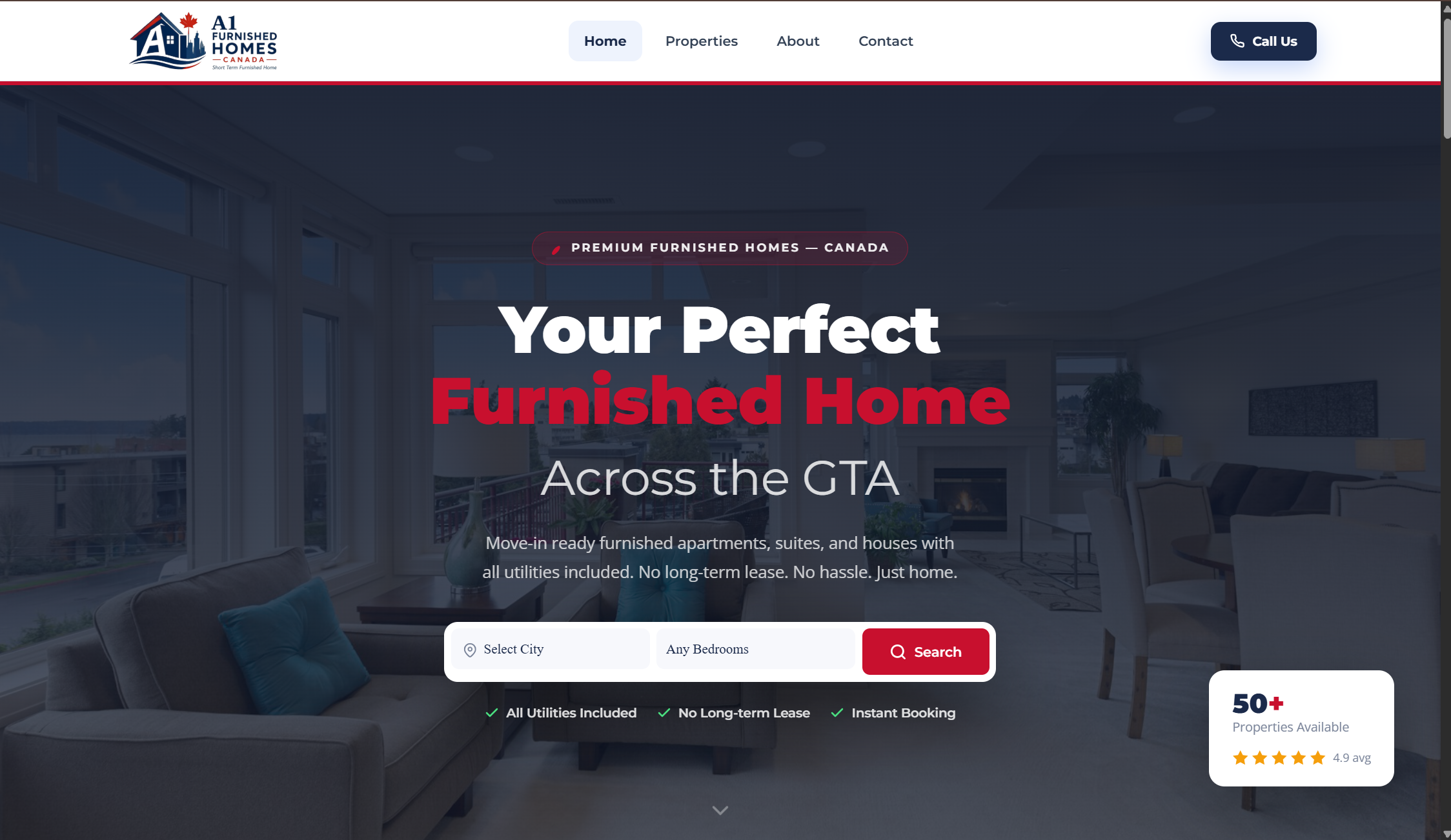 Website design for A1 Furnished by BizzOne Digital