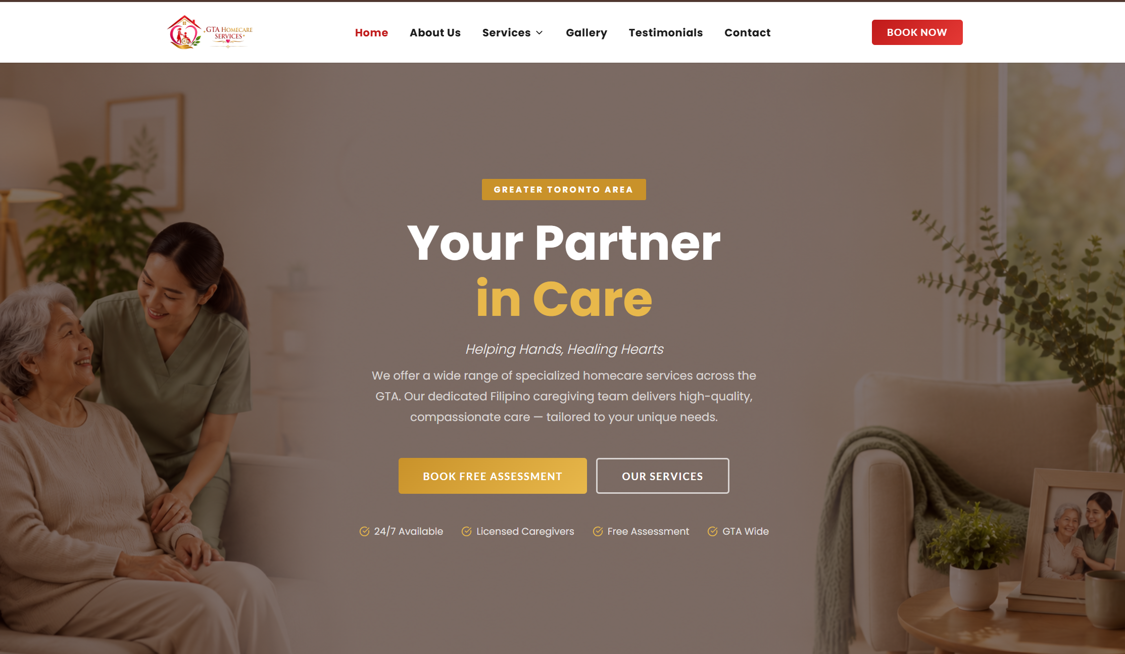 Website design for GTA Home Care by BizzOne Digital