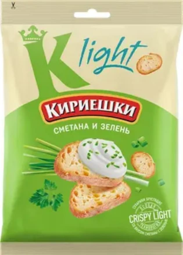Кириешки сметана и зелень