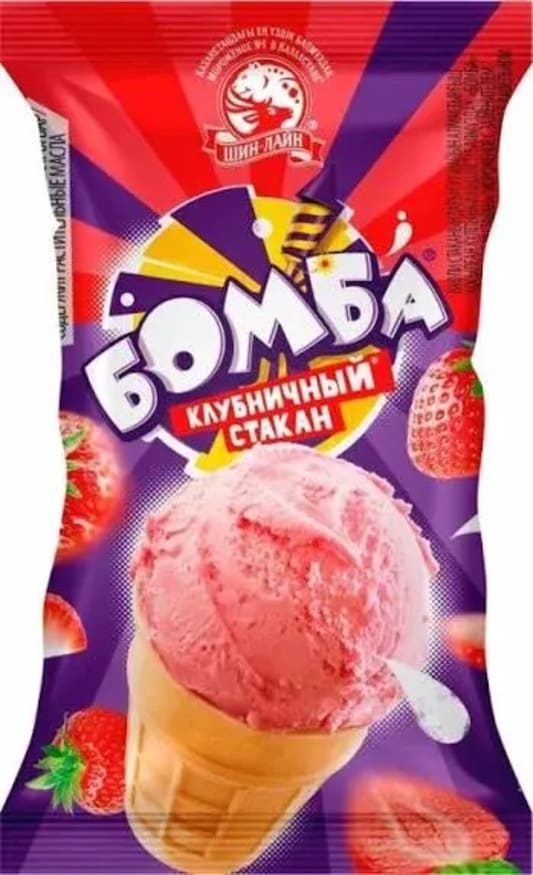 Мороженое бомба в стакане клубника