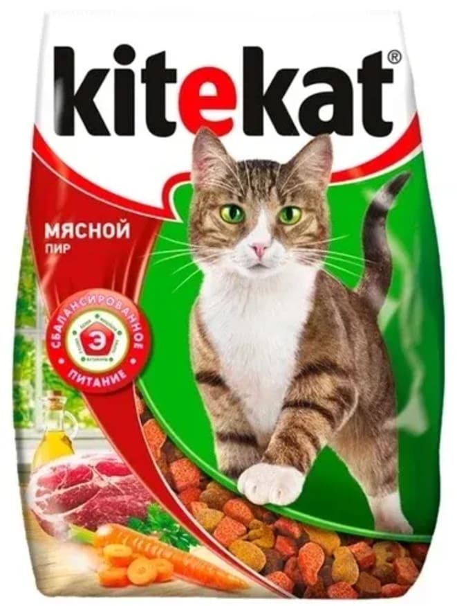 Корм Kitekat Мясной пир для взрослых мясное ассорти 350 гр
