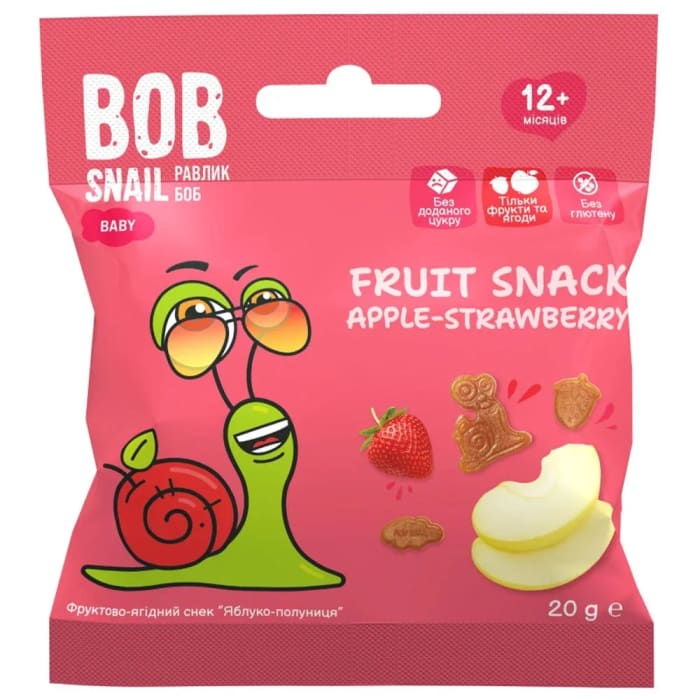 Фруктовый снек Bob Snail - Равлик Боб Яблоко-клубника, с 12 мес., 20 г