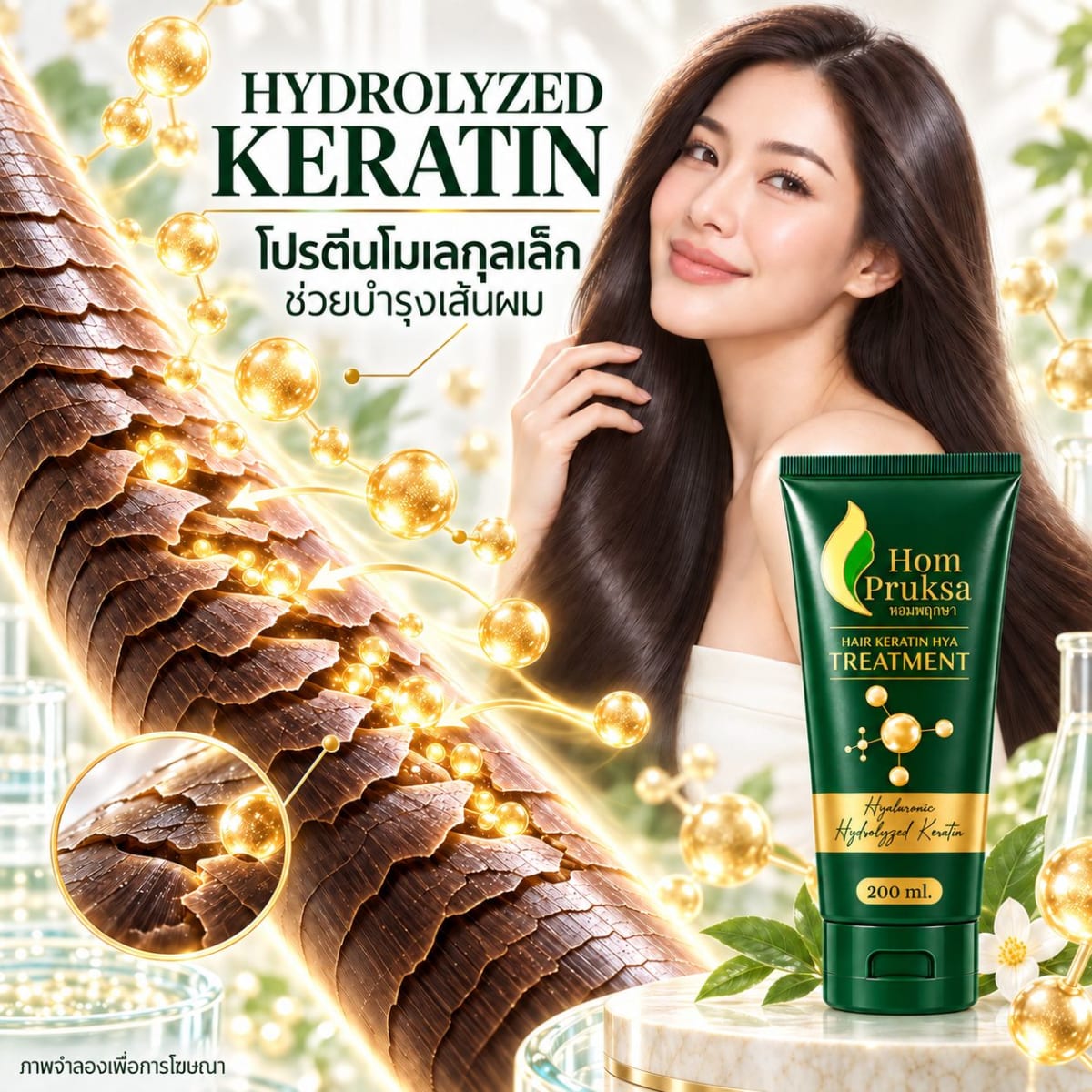 เคราตินทรีตเมนต์ บำรุงผม หอมพฤกษา  แฮร์ เคราติน ไฮยา ทรีตเมนต์ แบบหลอด 200 ml. ผลิตภัณฑ์บำรุงผม 7