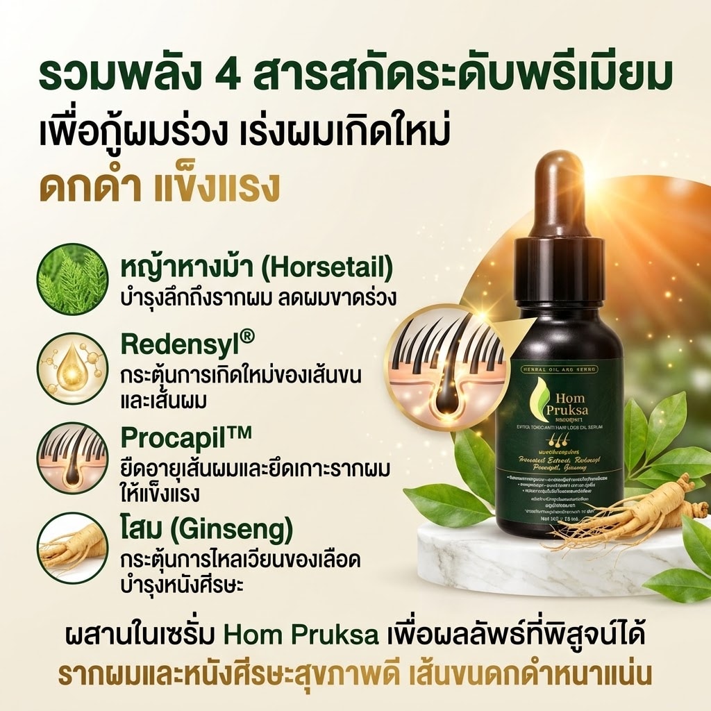 น้ำยาปลูกผม ปลูกคิ้ว Extra Tonic Anti Hair Loss Oil Serum หอมพฤกษา สูตรใหม่ !! เพิ่มสารสกัด Redensyl และ Ginseng 15 ml. 2