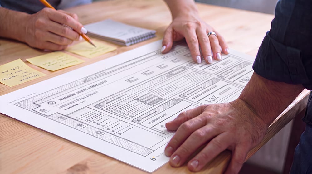 User Interface design process wireframe