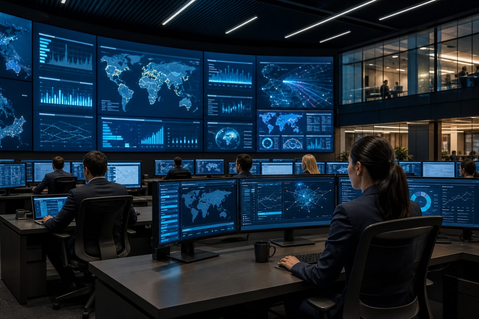 Multi-branch business team using centralized operations software