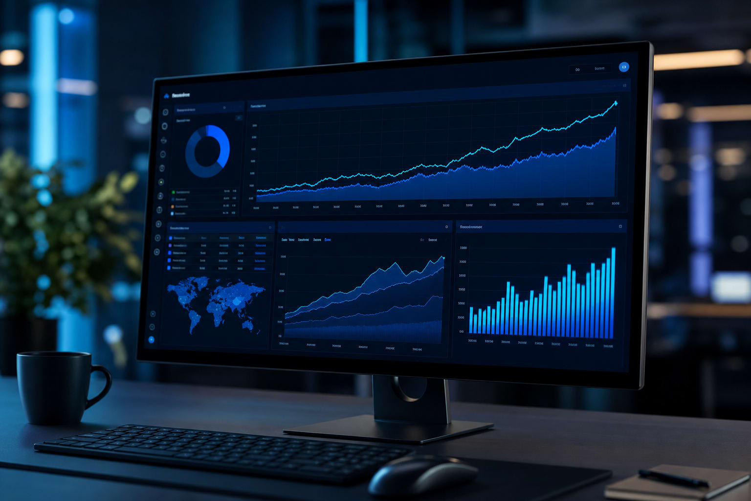 Organic traffic growth and keyword performance SEO analytics dashboard