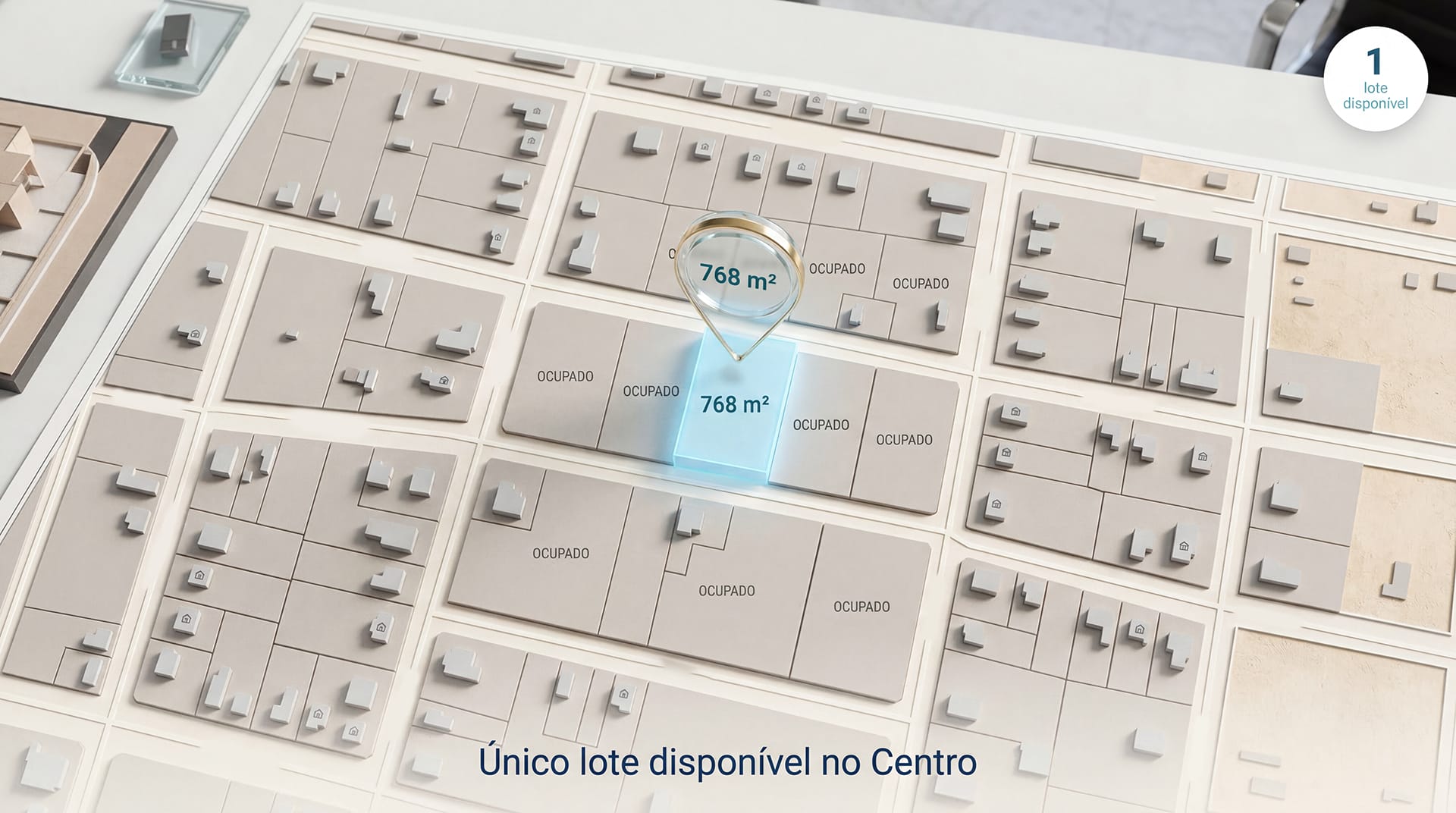 Único lote disponível no Centro — mapa da quadra