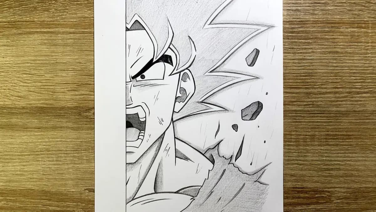 How to Draw Half-Face Roaring Goku
