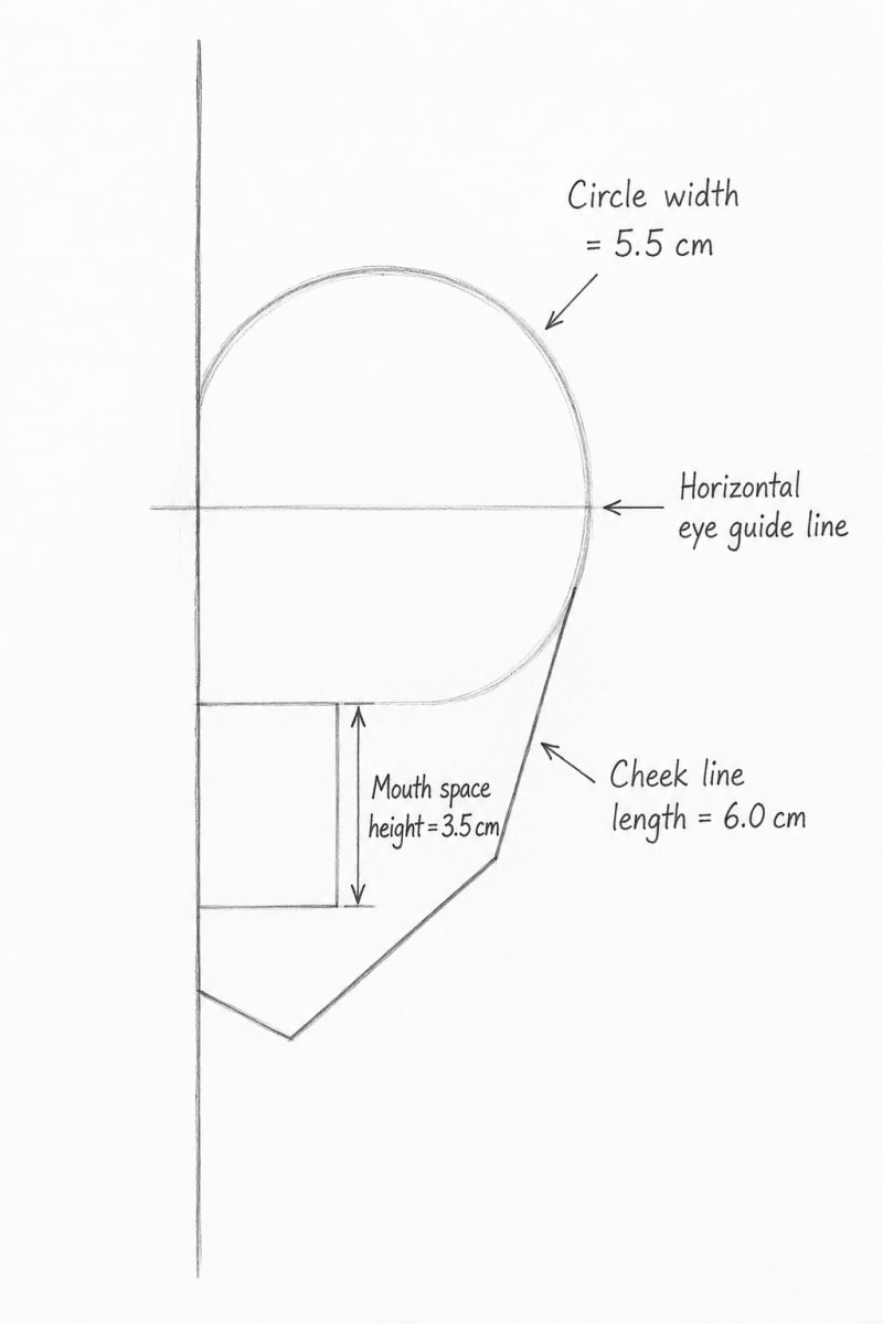 Step 1: Constructing the Core Proportion Skull Circle and Central Axis Guidelines