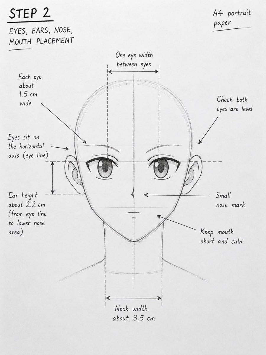Step 2: Place the Eyes, Ears, Nose, and Mouth