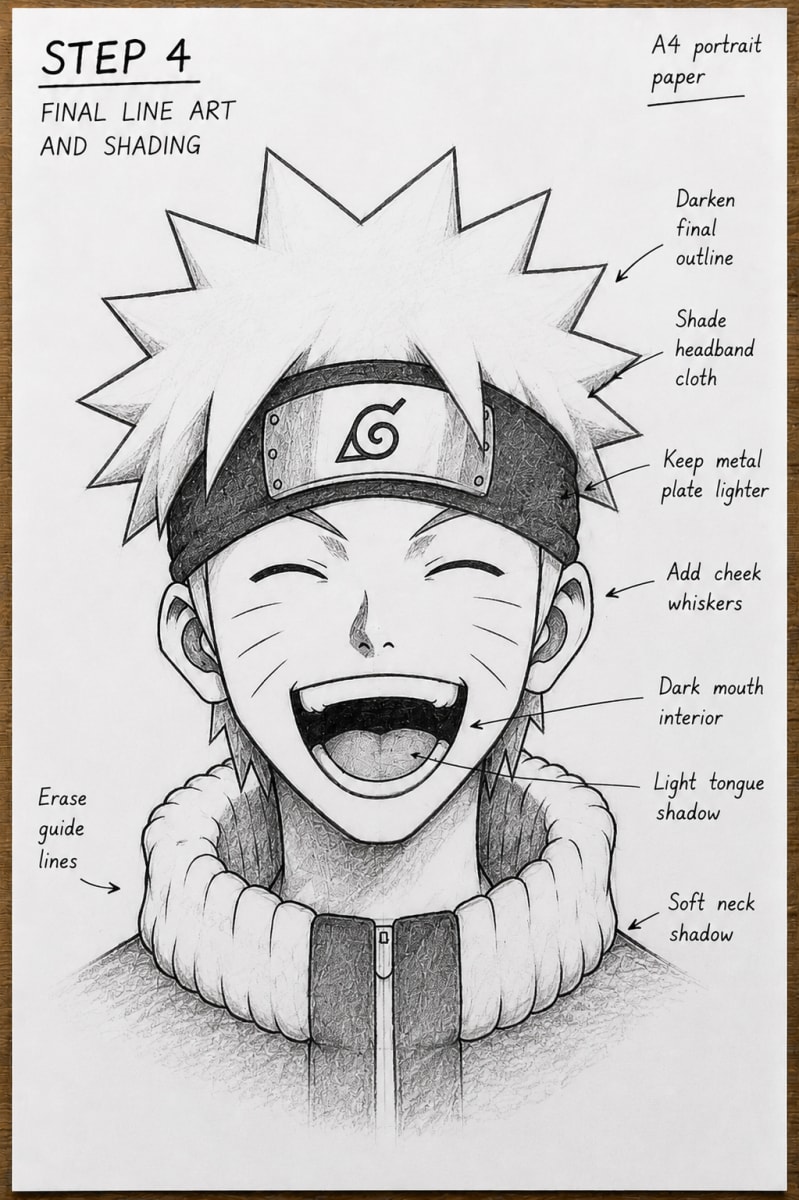 How to Draw Naruto Shouting Front View