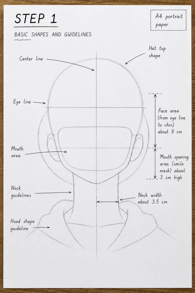 Step 1: Build the Basic Head Shape and Hat Guidelines