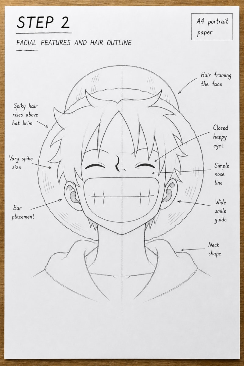 Step 2: Place the Eyes, Nose, Smile, and Straw Hat