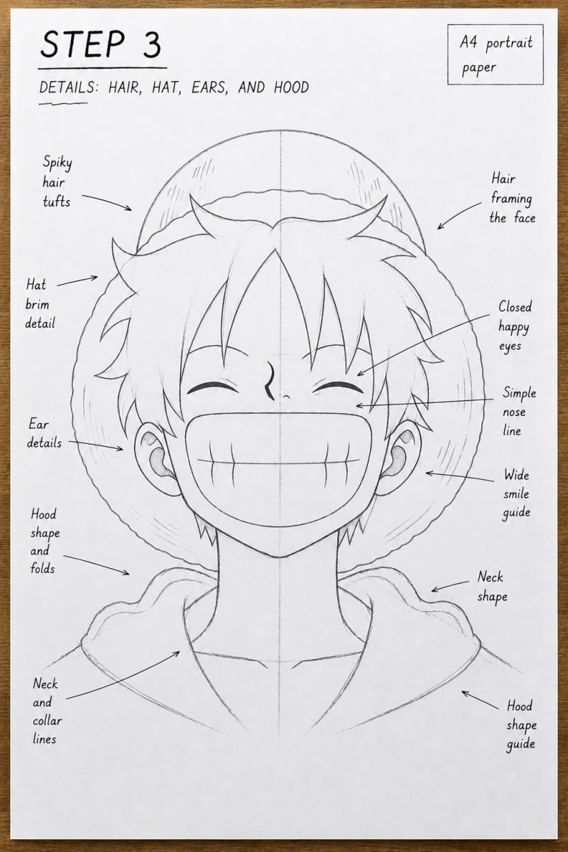Step 3: Refine the Hair, Hat Brim, Teeth, and Collar