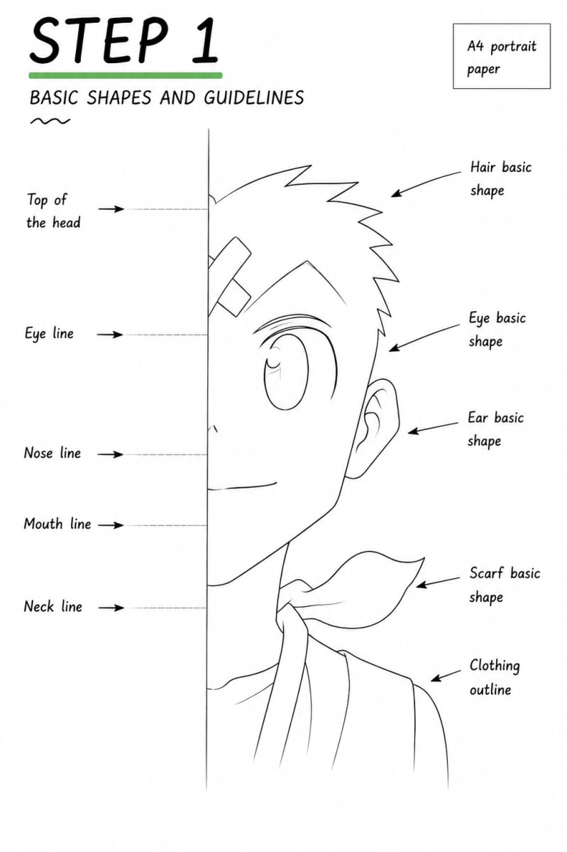 Step 1: Build the Half-Face Guidelines and Basic Shapes