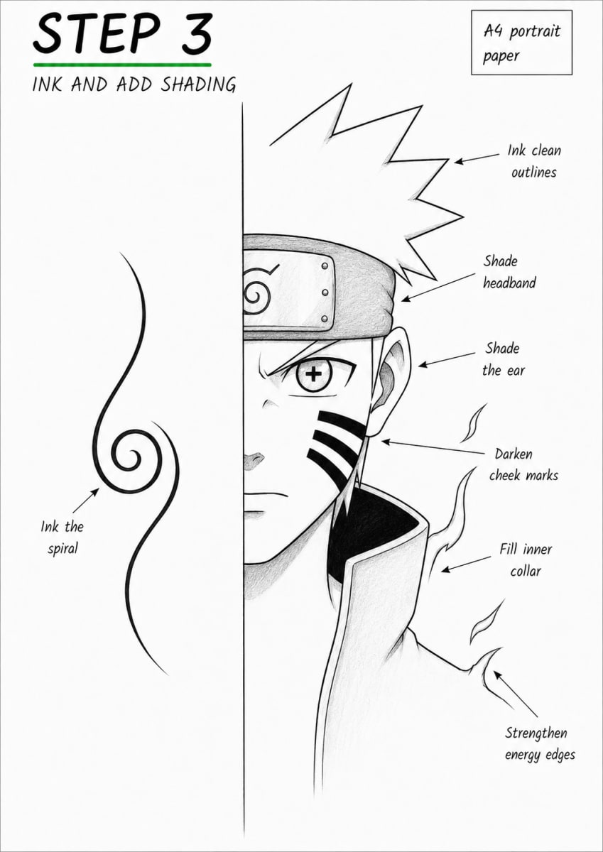 Step 3: Ink the Main Outlines and Add the First Shading