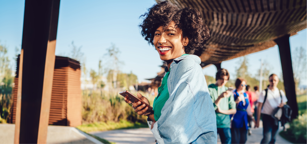 Woman holding a phone