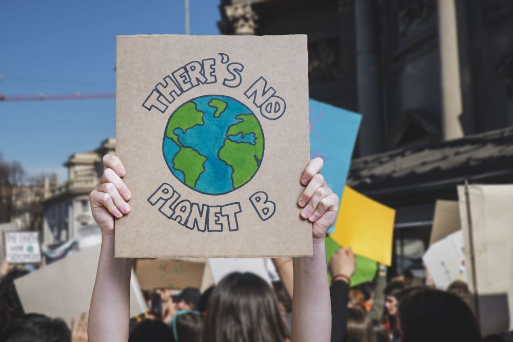 There is no planet b poster claim during a street protest for climate change