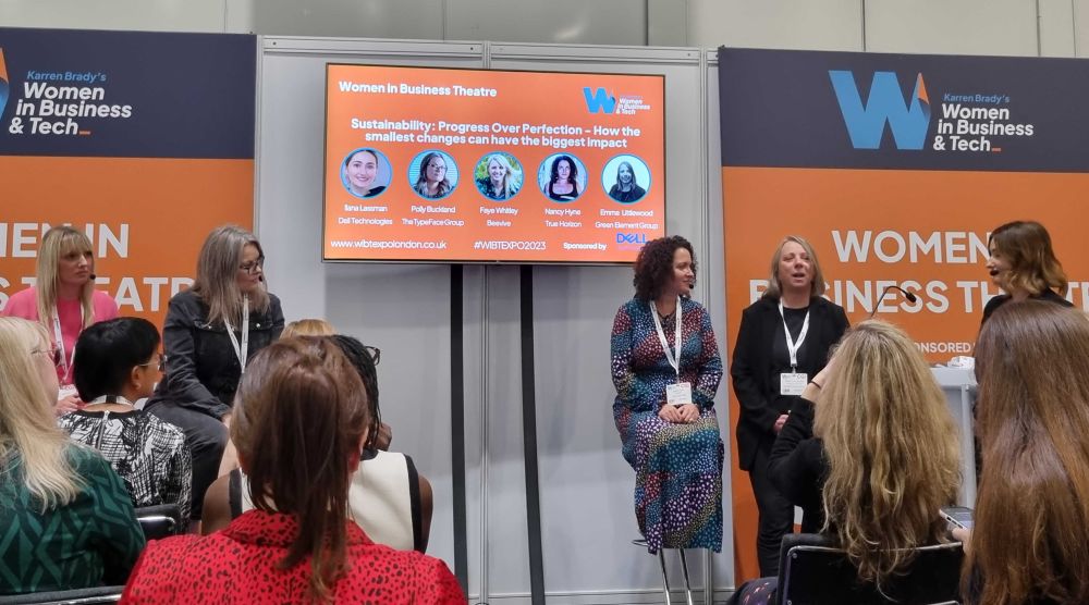 A photo of a panel at the the Women in Business and Tech Expo