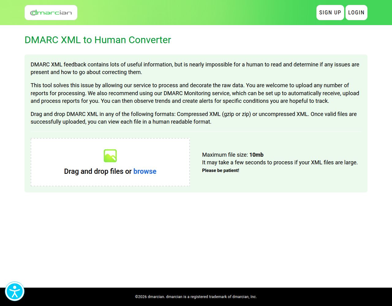 dmarcian DMARC XML to Human Converter
