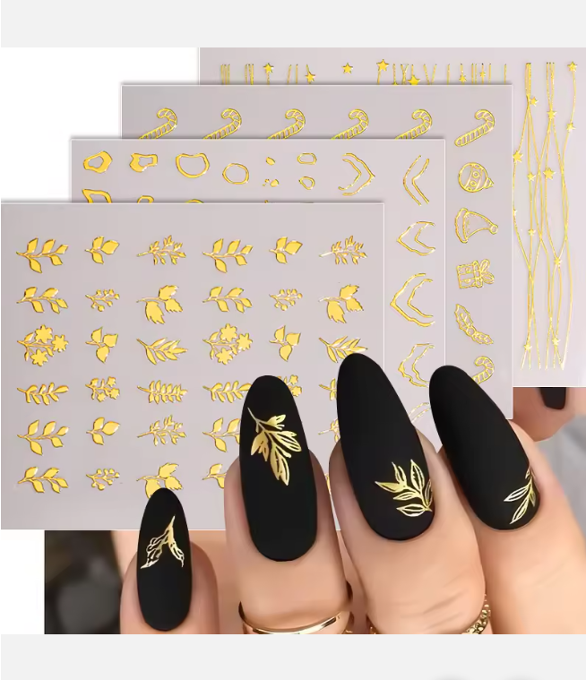 Gold Foil Nail Stickers | Press-On Nails India | NailMart thumbnail 2 – NailMart India