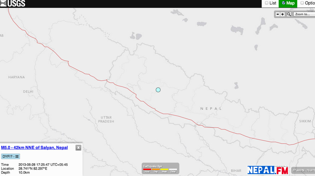 Real Time Map of Earthquake Nepal