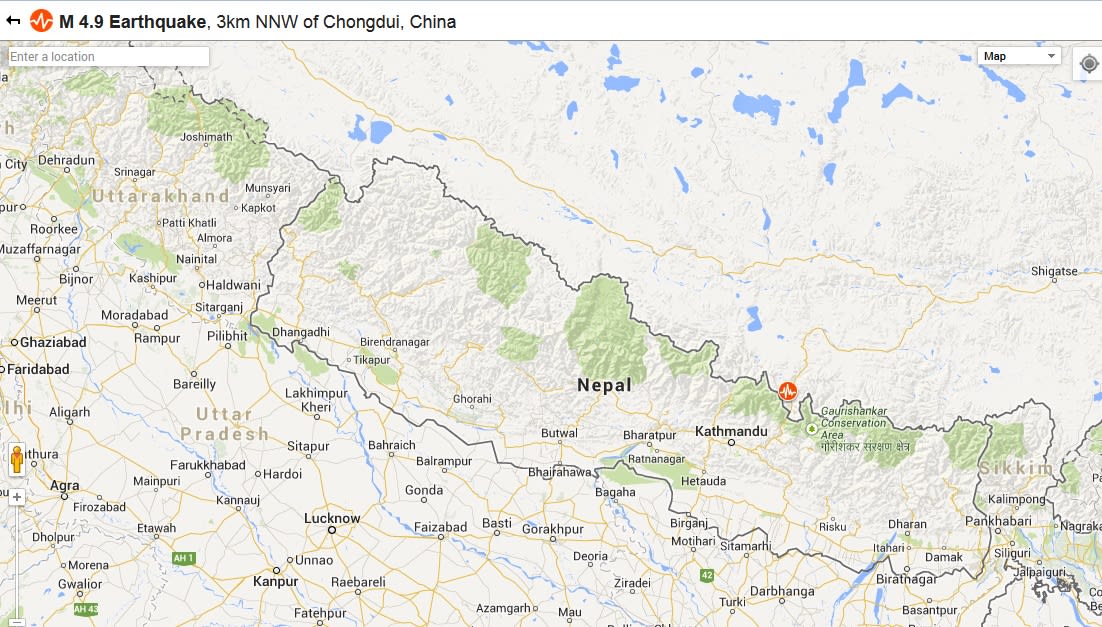 Earthquake in Nepal with epicentre in China