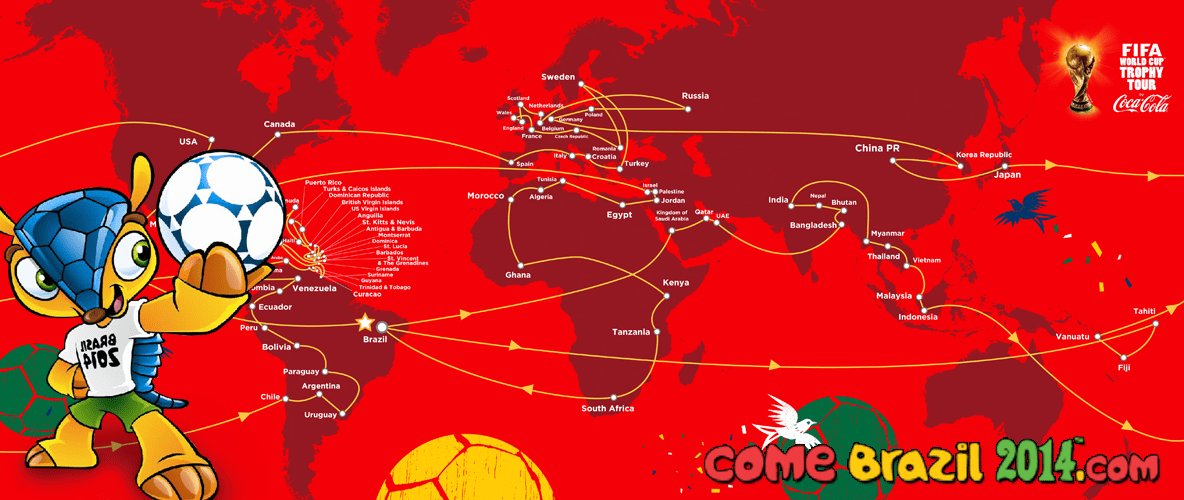 Road Map of Fifa WorldCup trophy tour