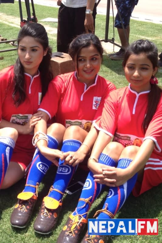 Rekha Thapa Binita Baral for football event Bhakundo vidanta