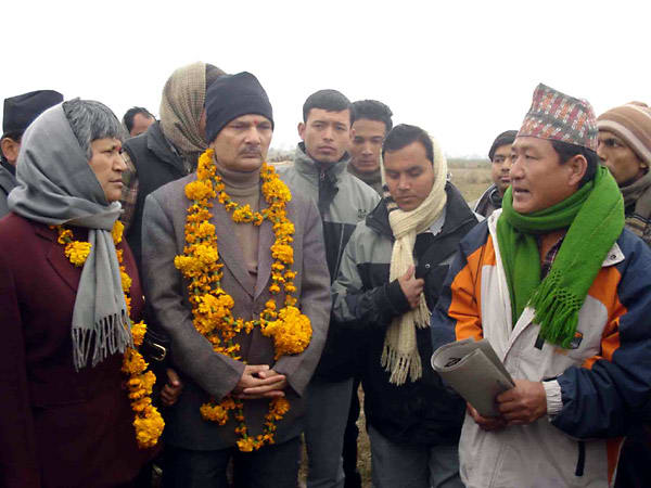 Baburam Bhattarai visiting Susta in Nepal