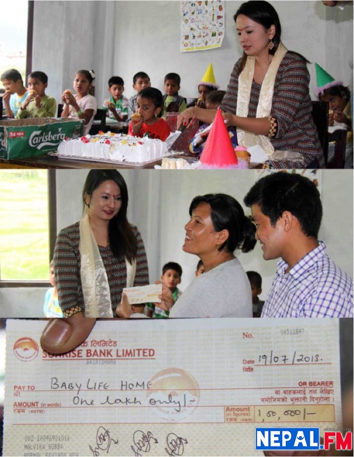 Malvika Subba helping Baby Life Home