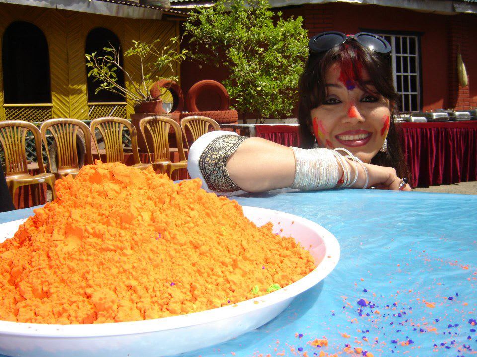 Karishma Manandhar Celebrating Holi Colors 2013