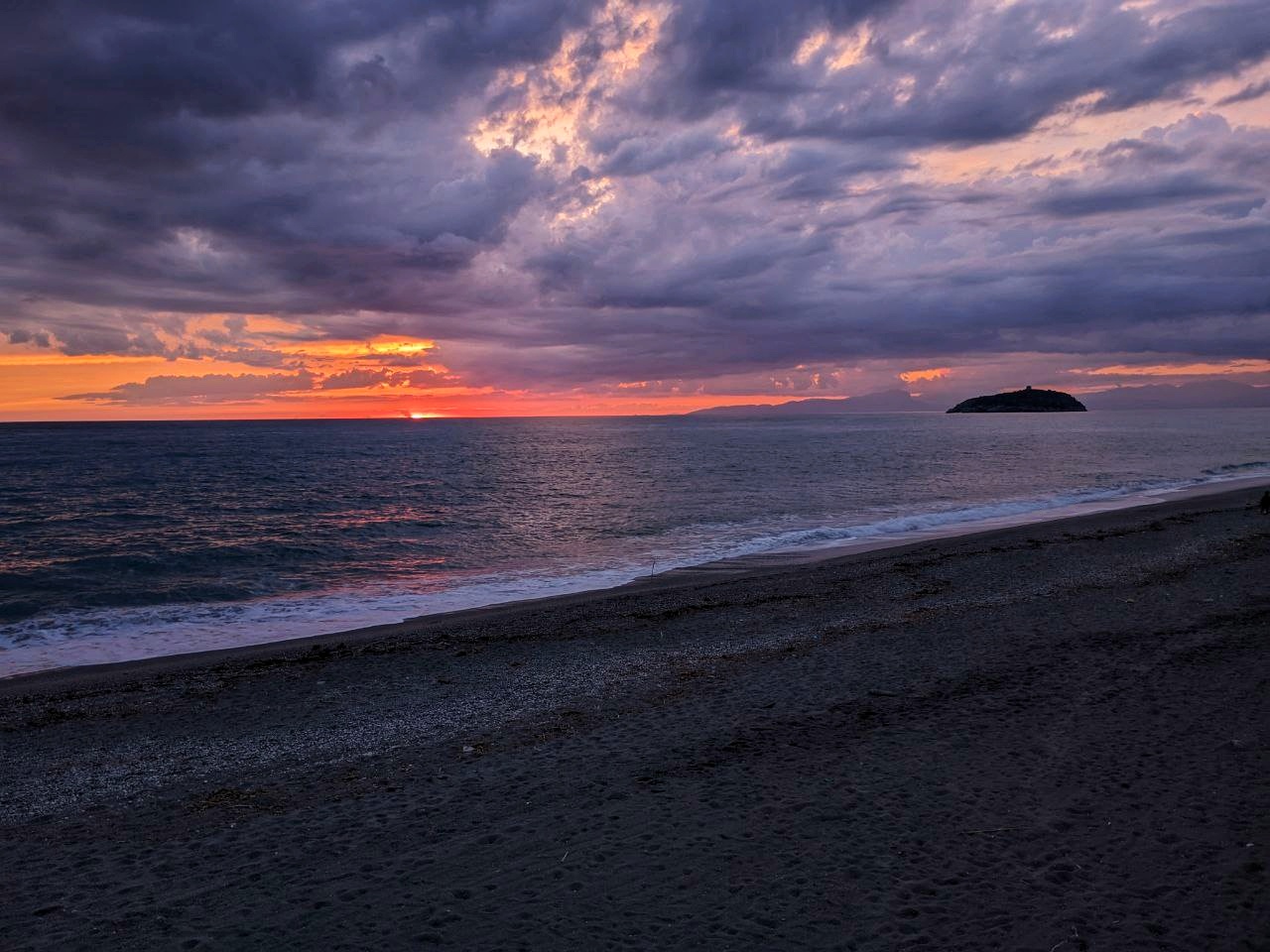 Sunset over the island