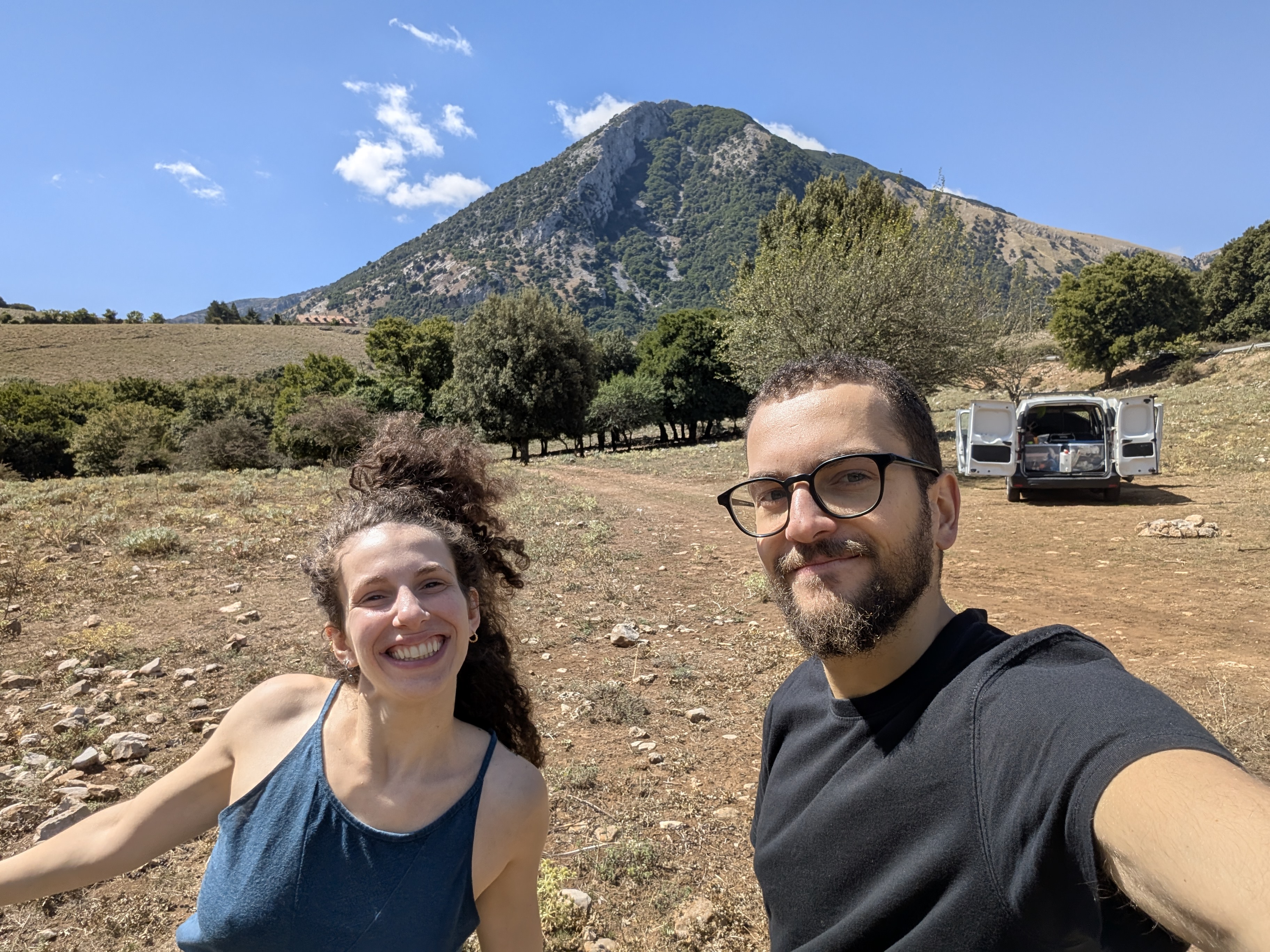 Madonie with Anna in the van