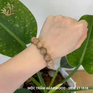 Vòng tay - lắc tay Trầm hương thiên nhiên Kiến tốc Việt hạt tròn đơn 12 ly 12 mm